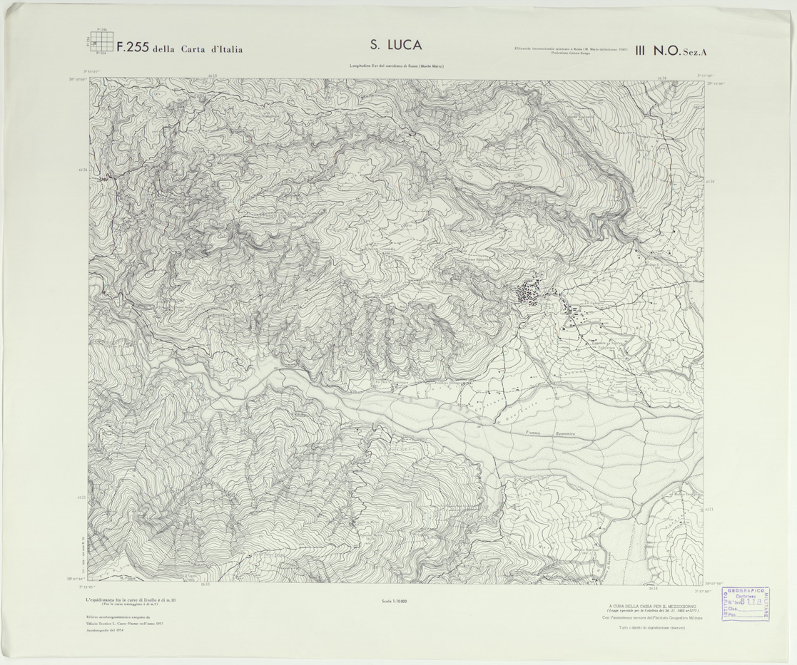 (N:7312) CARTA TOPOGRAFICA DELLA CALABRIA - Foglio 255 III N.O. SEZ.A - S. Luca (B0001773) Carte e stampe antiche: riproduzione a colori su carta (formato A1)