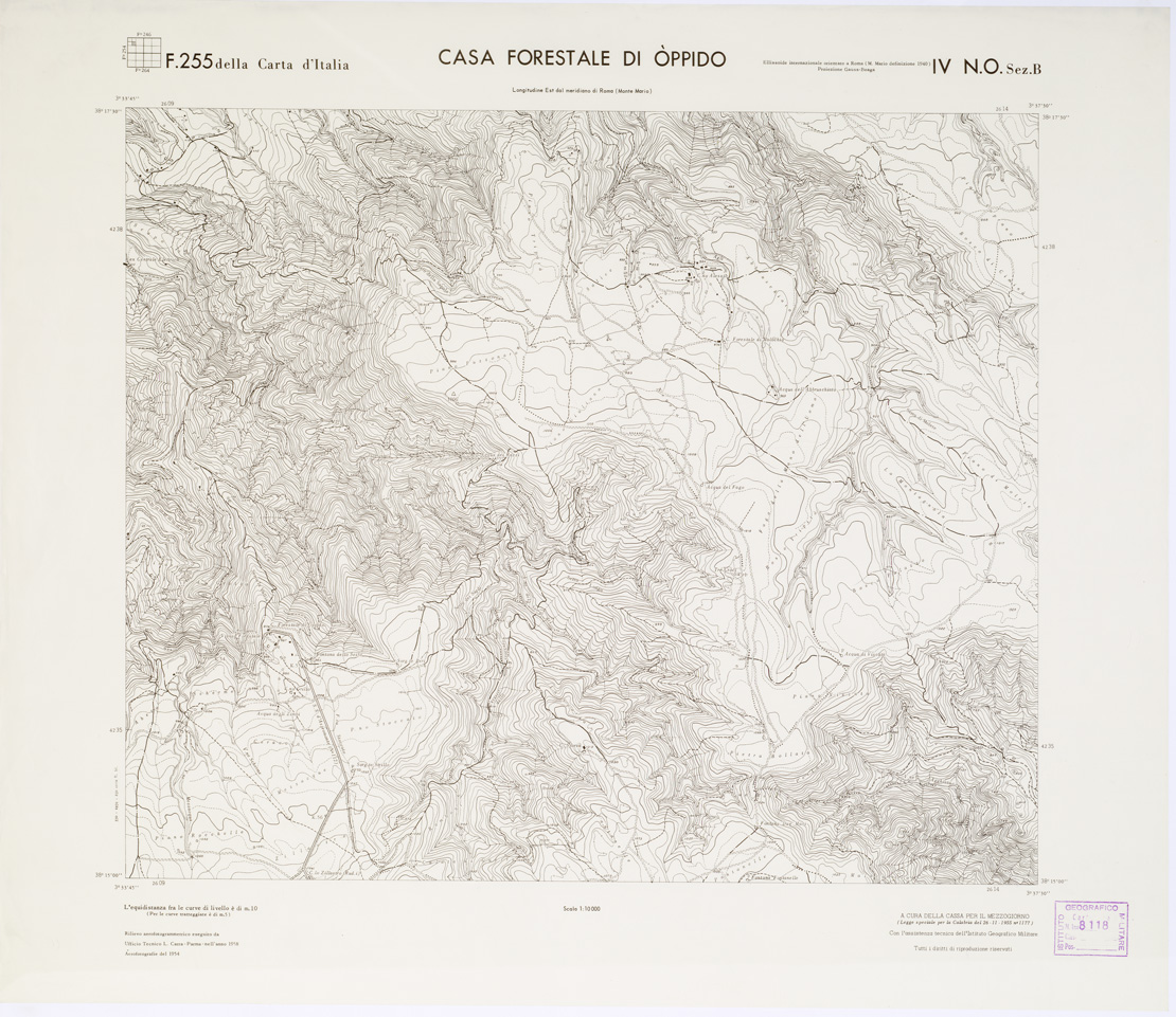 (N:7043) CARTA TOPOGRAFICA DELLA CALABRIA - Foglio 255 IV N.O. SEZ.B - Casa Forestale di Oppido (B0001780) Carte e stampe antiche: riproduzione a colori su carta (formato A1)