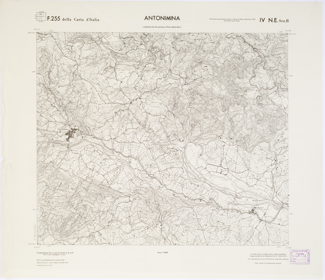 (N:6993) CARTA TOPOGRAFICA DELLA CALABRIA - Foglio 255 IV N.E. SEZ.B - Antonimina (B0001783) Carte e stampe antiche: riproduzione a colori su carta (formato A1)