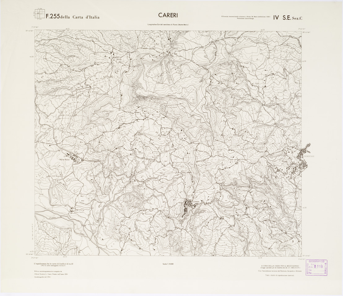(N:7127) CARTA TOPOGRAFICA DELLA CALABRIA - Foglio 255 IV S.E. SEZ.C - Careri (B0001786) Carte e stampe antiche: riproduzione a colori su carta (formato A1)