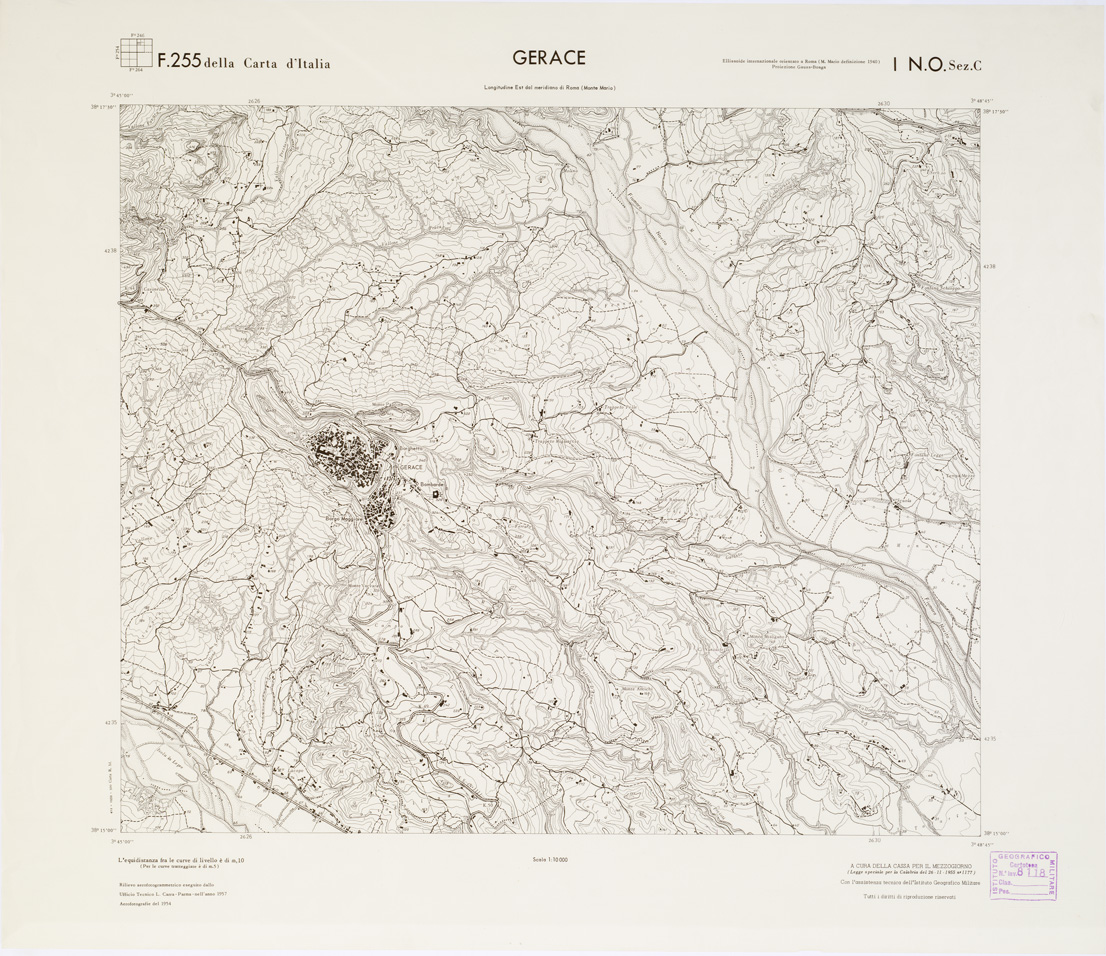 (N:7129) CARTA TOPOGRAFICA DELLA CALABRIA - Foglio 255 I N.O. SEZ.C - Gerace (B0001792) Carte e stampe antiche: riproduzione a colori su carta (formato A1)