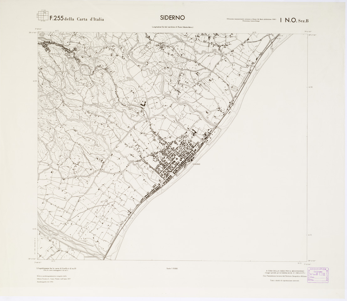 (N:7353) CARTA TOPOGRAFICA DELLA CALABRIA - Foglio 255 I N.O. SEZ.B - Siderno (B0001795) Carte e stampe antiche: riproduzione a colori su carta (formato A1)