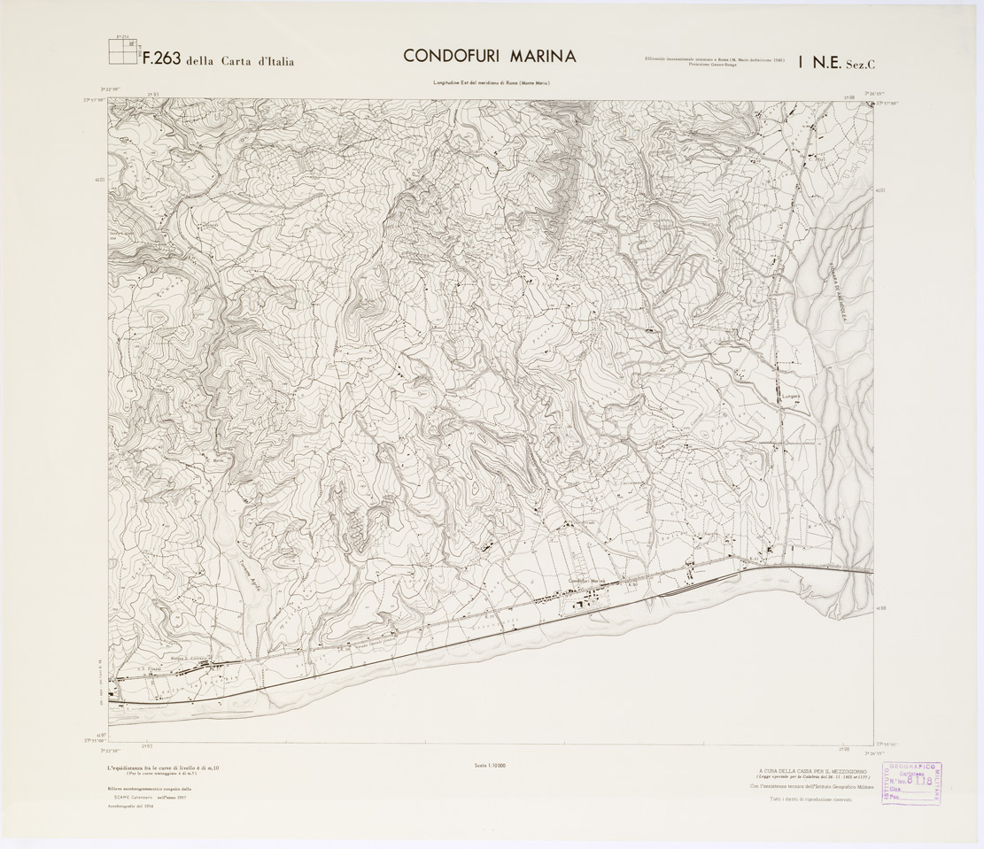 (N:7082) CARTA TOPOGRAFICA DELLA CALABRIA - Foglio 263 I N.E. SEZ.C - Confonduri Marina (B0001800) Carte e stampe antiche: riproduzione a colori su carta (formato A1)