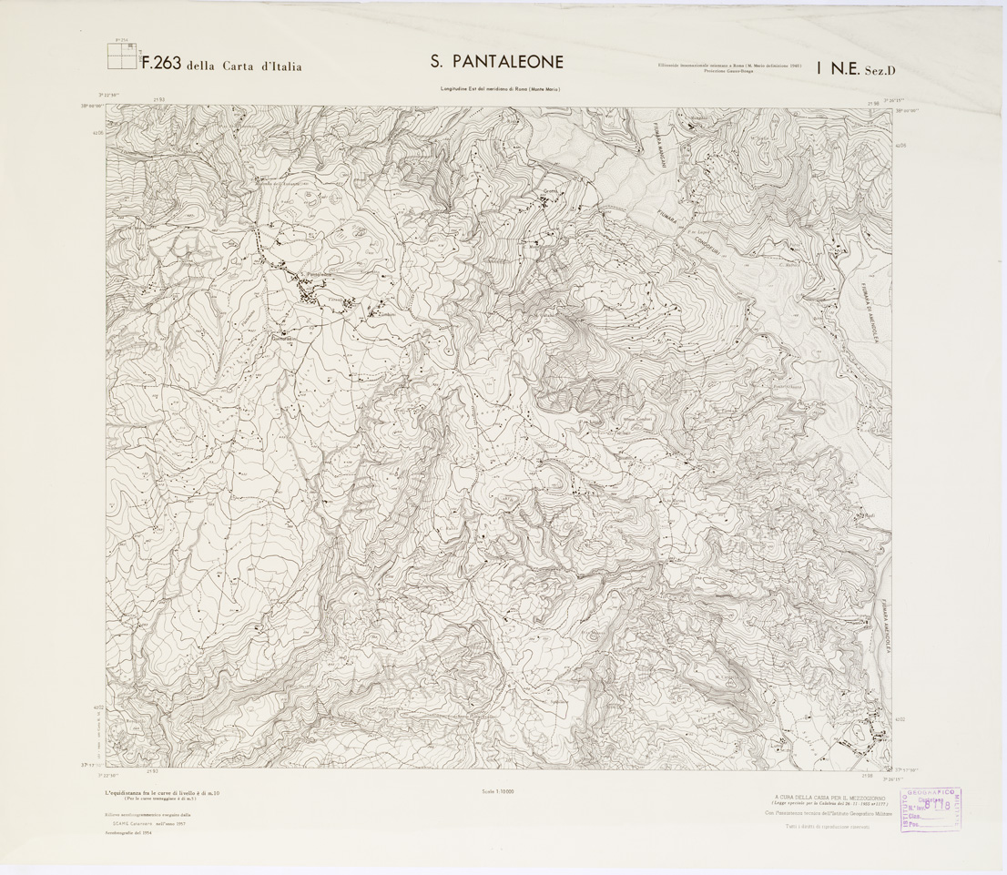 (N:7320) CARTA TOPOGRAFICA DELLA CALABRIA - Foglio 263 I N.E. SEZ.D - S. Pantaleone (B0001801) Carte e stampe antiche: riproduzione a colori su carta (formato A1)