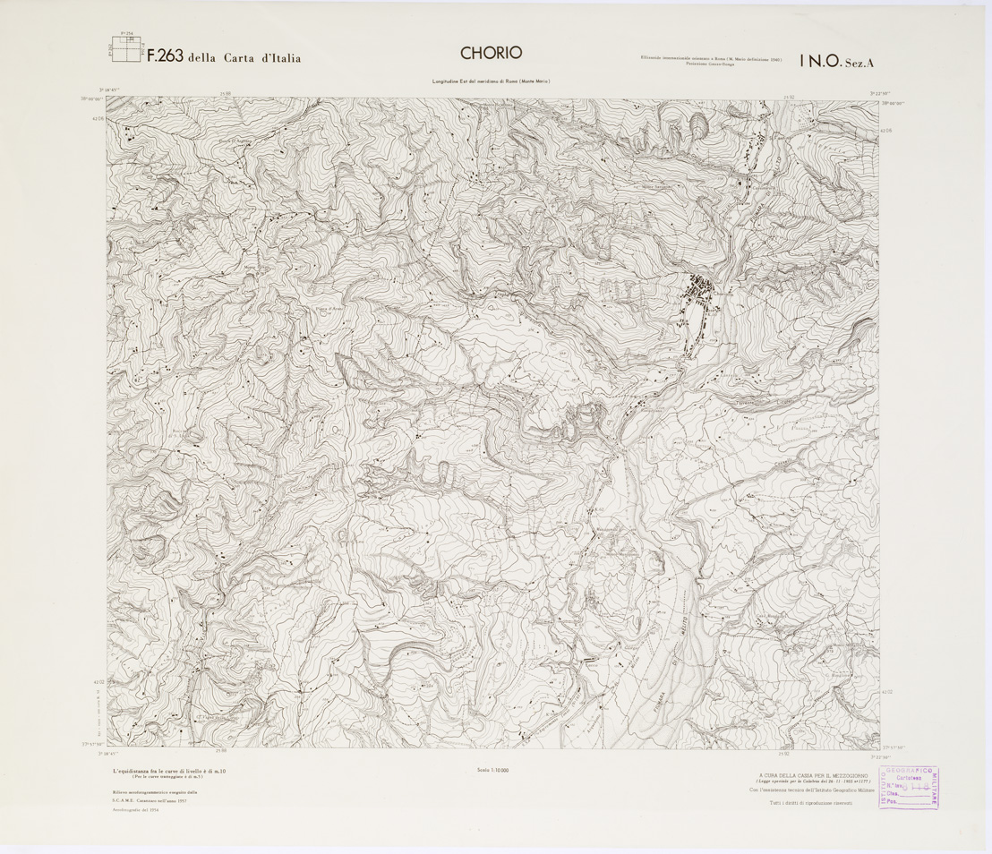 (N:7072) CARTA TOPOGRAFICA DELLA CALABRIA - Foglio 263 I N.O. SEZ.A - Chorio (B0001802) Carte e stampe antiche: riproduzione a colori su carta (formato A1)