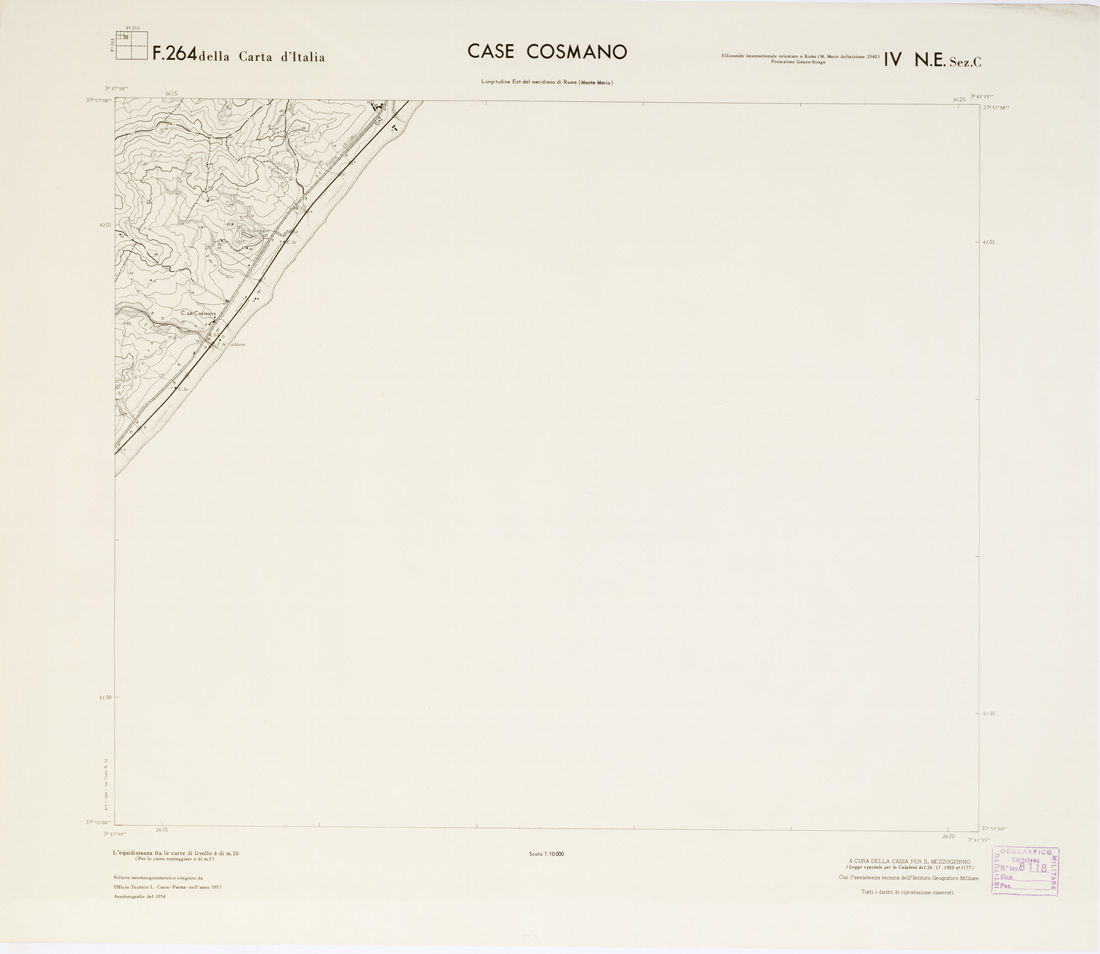 (N:7045) CARTA TOPOGRAFICA DELLA CALABRIA - Foglio 264 IV N.E. SEZ.C - Case Cosmano (B0001808) Carte e stampe antiche: riproduzione a colori su carta (formato A1)