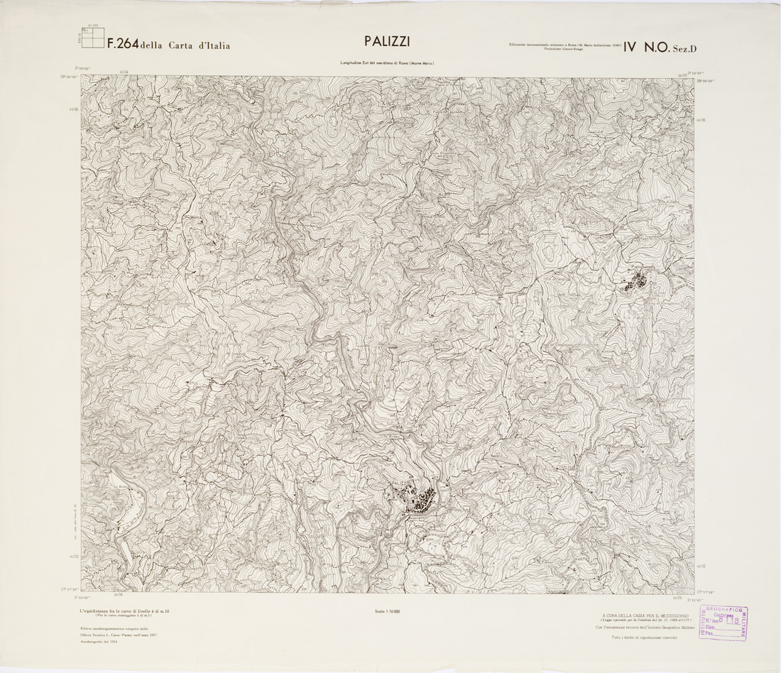 (N:7233) CARTA TOPOGRAFICA DELLA CALABRIA - Foglio 264 IV N.O. SEZ.D - Palizzi (B0001813) Carte e stampe antiche: riproduzione a colori su carta (formato A1)