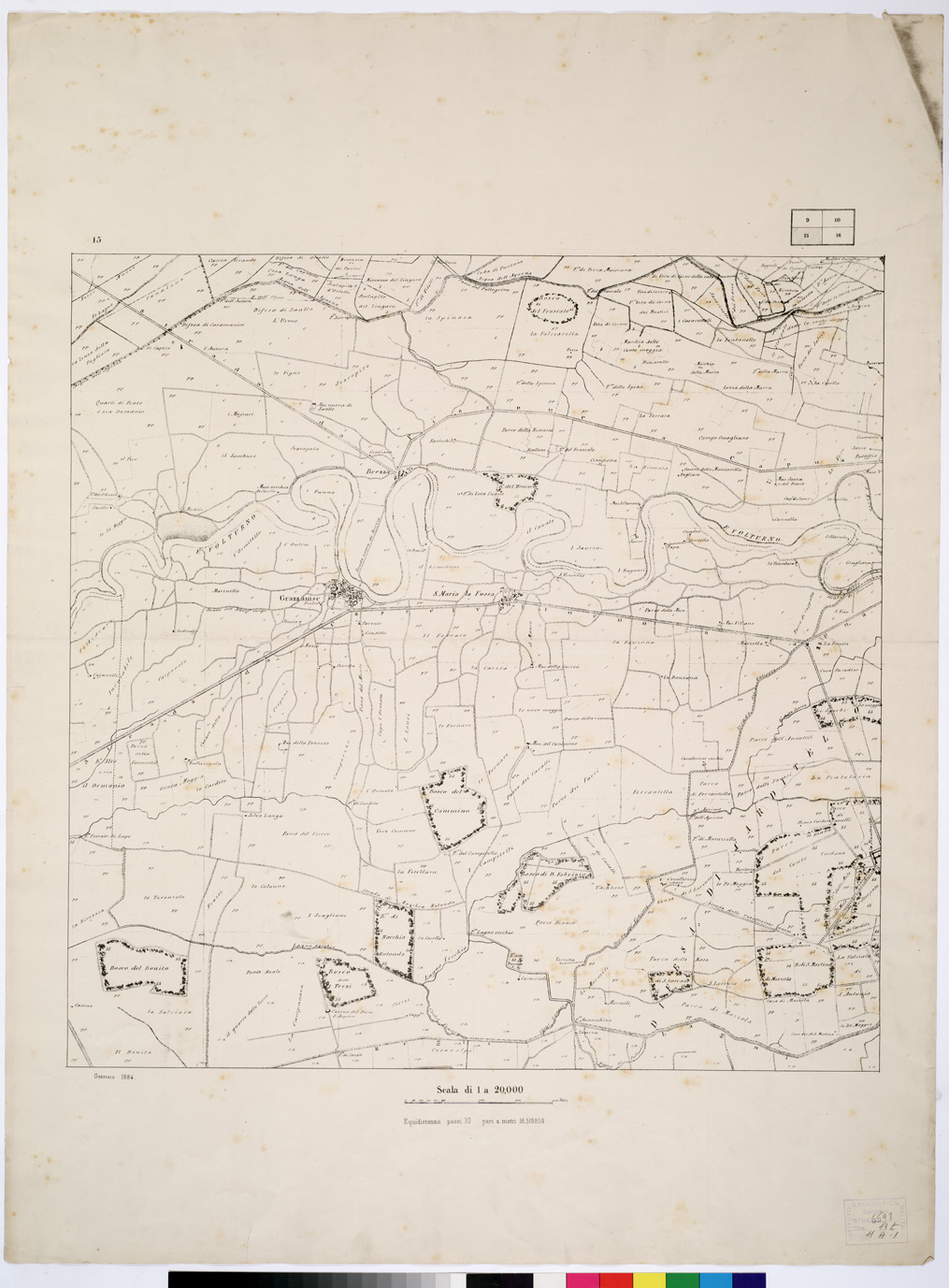 (N:1525) CARTA DEI DINTORNI DI CAPUA (B0002033) Carte e stampe antiche: riproduzione a colori su carta (formato A1)