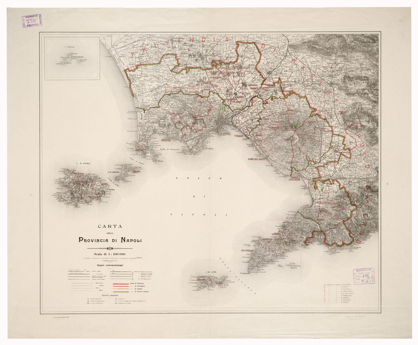 (N:3501) CARTA DELLA PROVINCIA DI NAPOLI (B0002057) Carte e stampe antiche: riproduzione a colori su carta (formato A1)