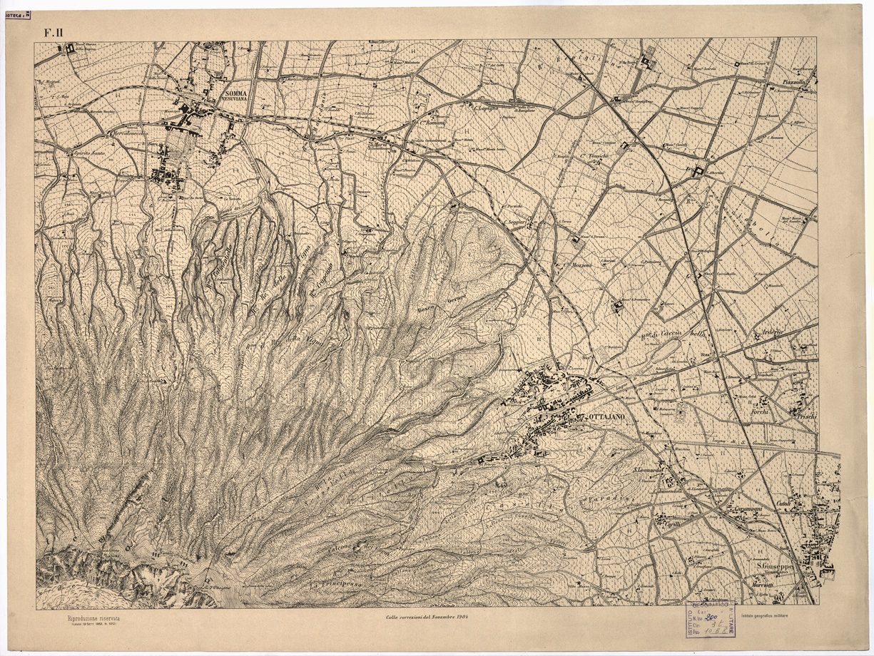 (N:6589) CARTA TOPOGRAFICA DEL MONTE VESUVIO RILEVATA... - Foglio II (B0002090) Carte e stampe antiche: riproduzione a colori su carta (formato A1)