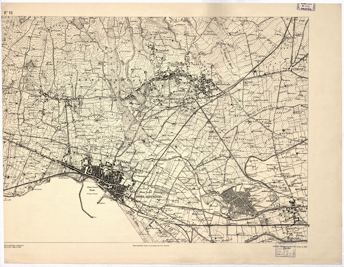 (N:6598) CARTA TOPOGRAFICA DEL MONTE VESUVIO RILEVATA... - Foglio VI (B0002101) Carte e stampe antiche: riproduzione a colori su carta (formato A1)