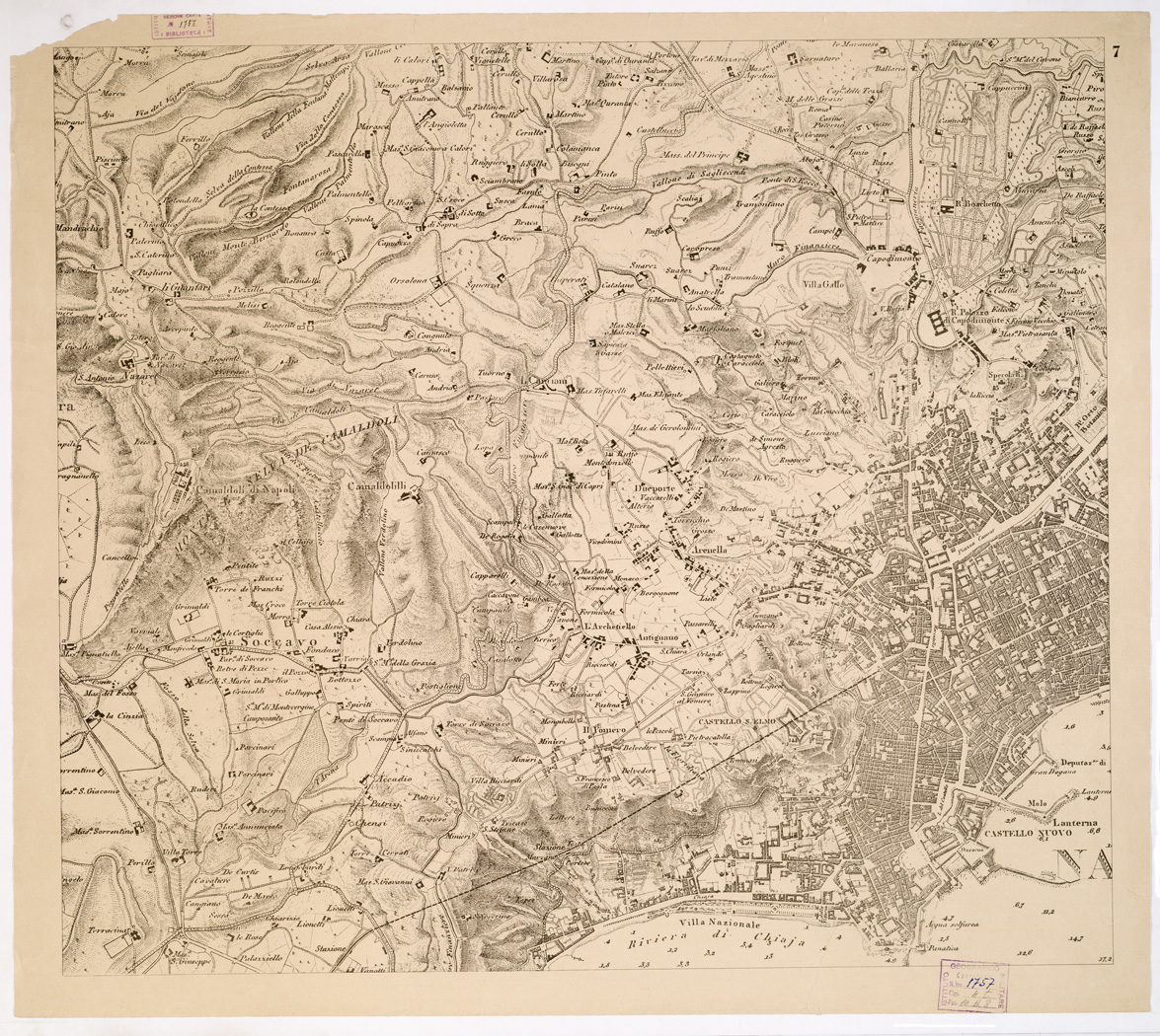 (N:1578) CARTA DEI DINTORNI DI NAPOLI - Foglio 7 (B0002106) Carte e stampe antiche: riproduzione a colori su carta (formato A1)