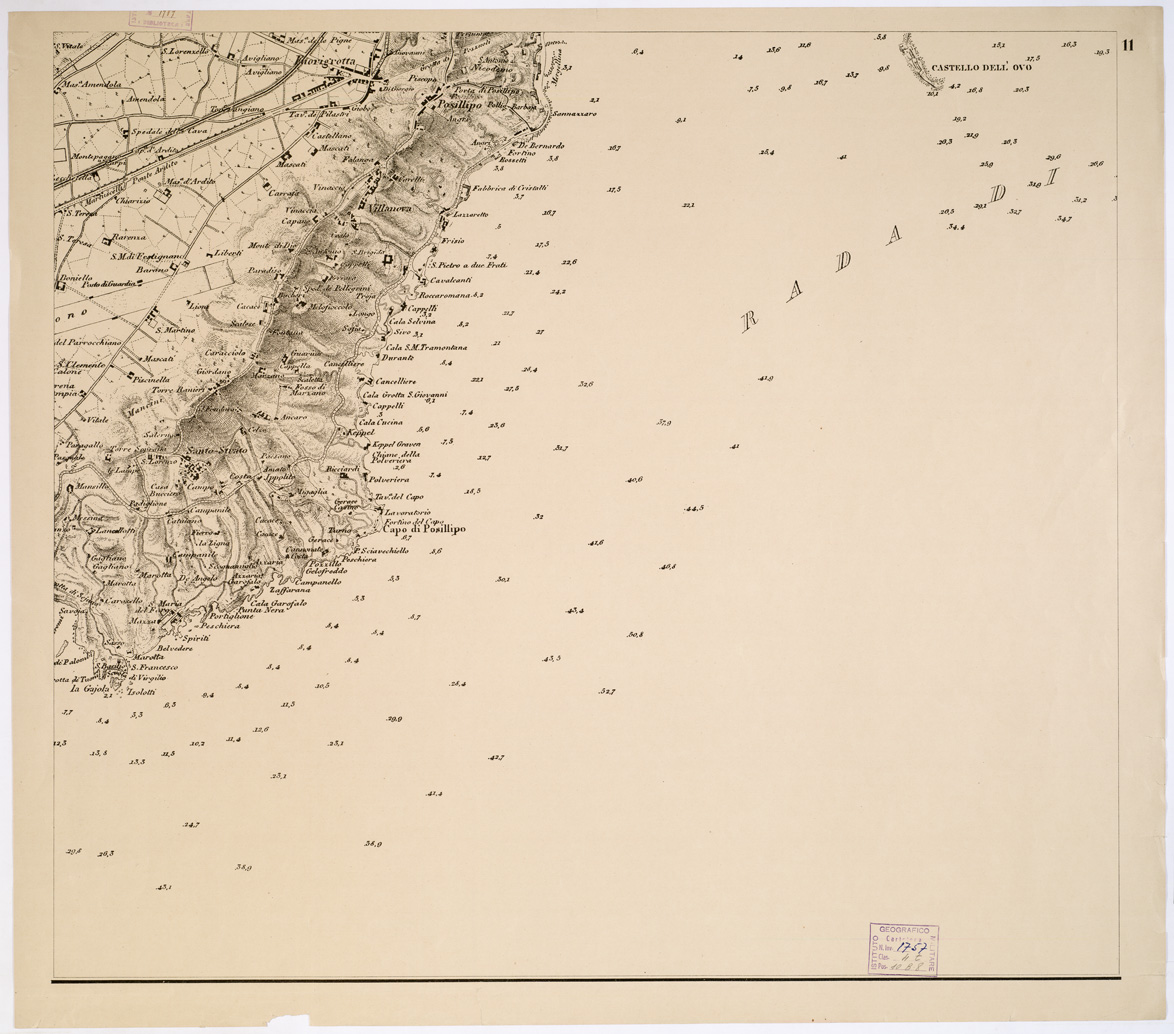 (N:1571) CARTA DEI DINTORNI DI NAPOLI - Foglio 11 (B0002112) Carte e stampe antiche: riproduzione a colori su carta (formato A1)