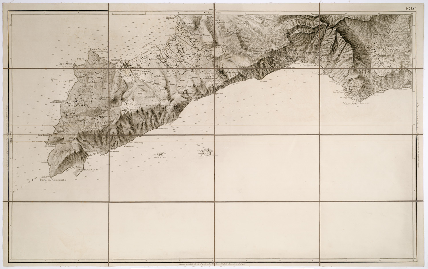 (N:8256) CARTA TOPOGRAFICA ED IDROGRAFICA DEI CONTORNI DI NAPOLI... - Foglio 15 (B0002130) Carte e stampe antiche: riproduzione a colori su carta (formato A1)