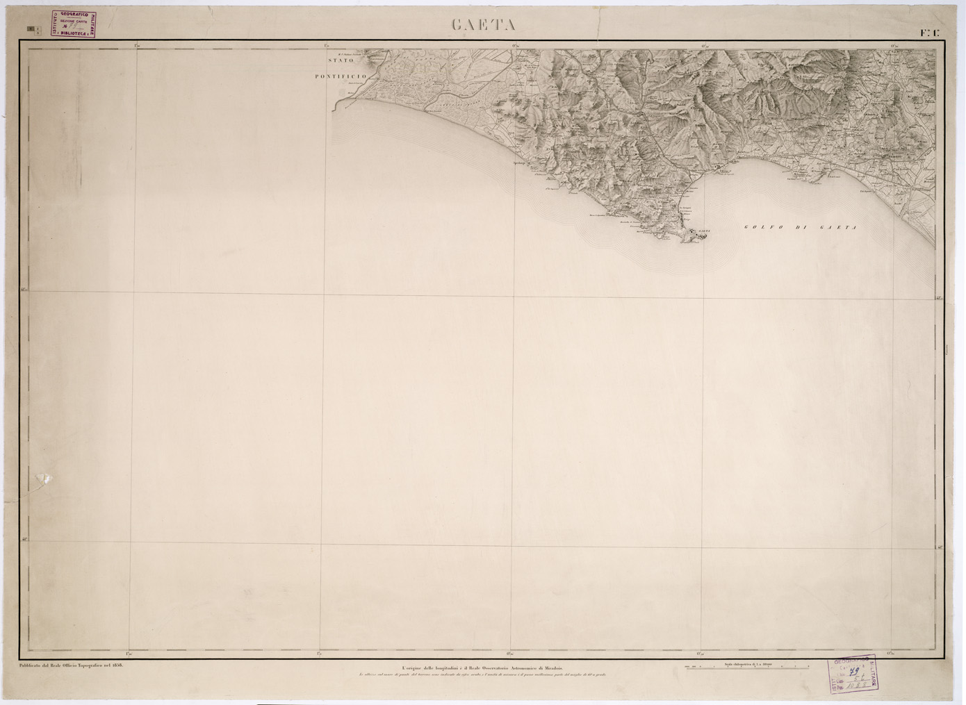 (N:6601) CARTA DEL REGNO DI NAPOLI - Foglio 1 - Gaeta (B0002132) Carte e stampe antiche: riproduzione a colori su carta (formato A1)
