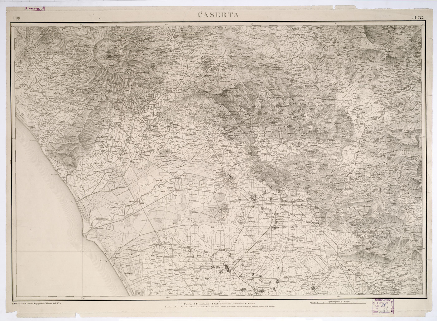 (N:6602) CARTA DEL REGNO DI NAPOLI - Foglio 2 - Caserta (B0002133) Carte e stampe antiche: riproduzione a colori su carta (formato A1)