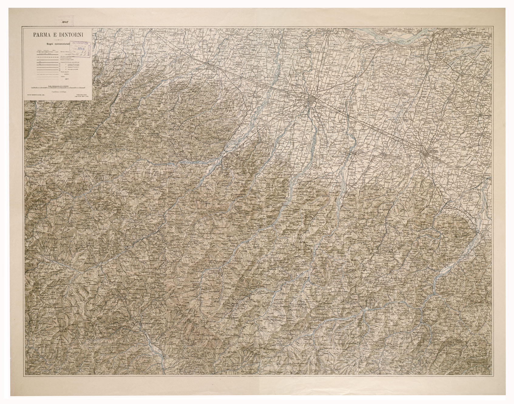 (N:13128) PARMA E DINTORNI (B0002141) Carte e stampe antiche: riproduzione a colori su carta (formato A1)