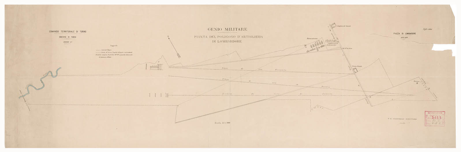 (N:13561) PIANTA DEL POLIGONO DI ARTIGLIERIA DI LOMBARDORE (B0002152) Carte e stampe antiche: riproduzione a colori su carta (formato A1)