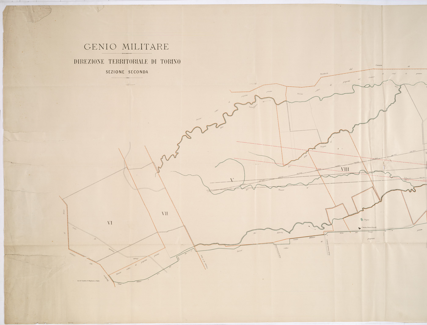 (N:13106) TOPOGRAFIA DEL POLIGONO DEL CAMPO DI S. MAURIZIO (B0002154, B0002155, B0002156, B2154-56) Carte e stampe antiche: riproduzione a colori su carta (formato A1)