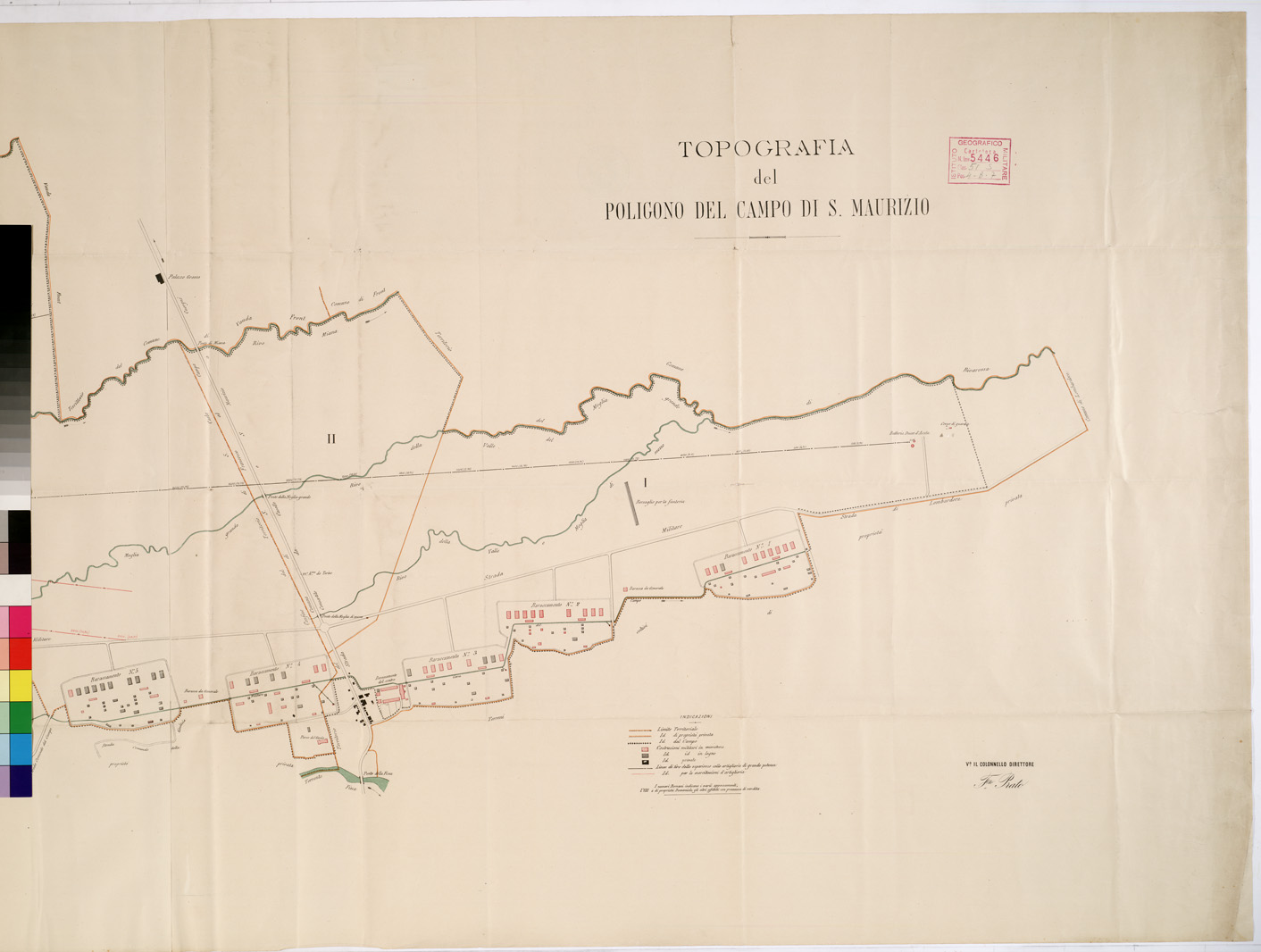 (N:13106) TOPOGRAFIA DEL POLIGONO DEL CAMPO DI S. MAURIZIO (B0002154, B0002155, B0002156, B2154-56) Carte e stampe antiche: riproduzione a colori su carta (formato A1)