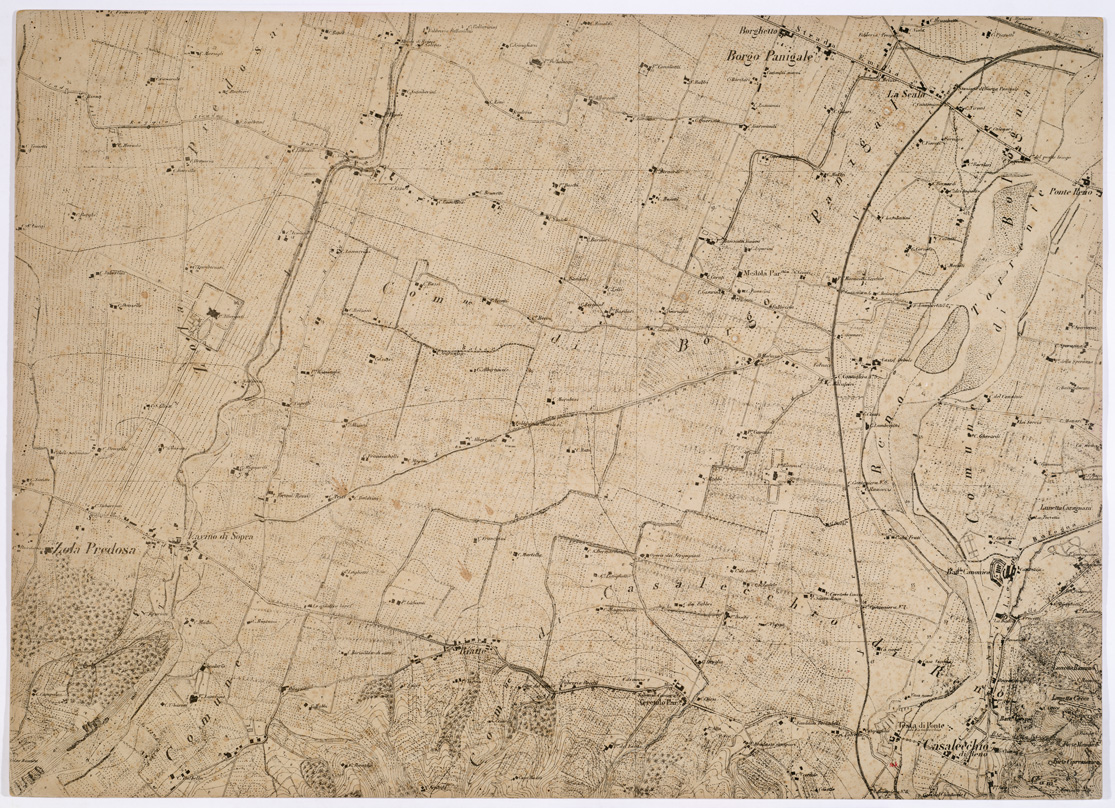 (N:1509) CARTA DEI DINTORNI DI BOLOGNA - Foglio 4 - Casalecchio (B0002169) Carte e stampe antiche: riproduzione a colori su carta (formato A1)