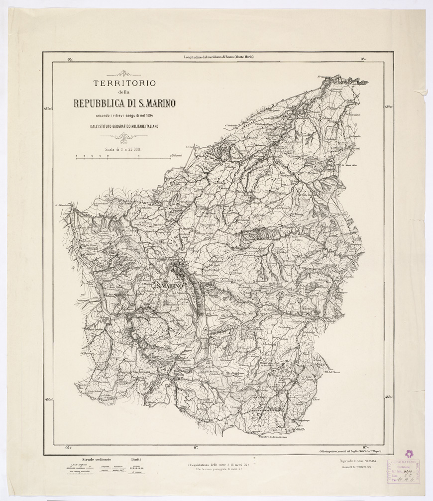 (N:15842) TERRITORIO DELLA REPUBBLICA DI SAN MARINO (B0002173) Carte e stampe antiche: riproduzione a colori su carta (formato A1)