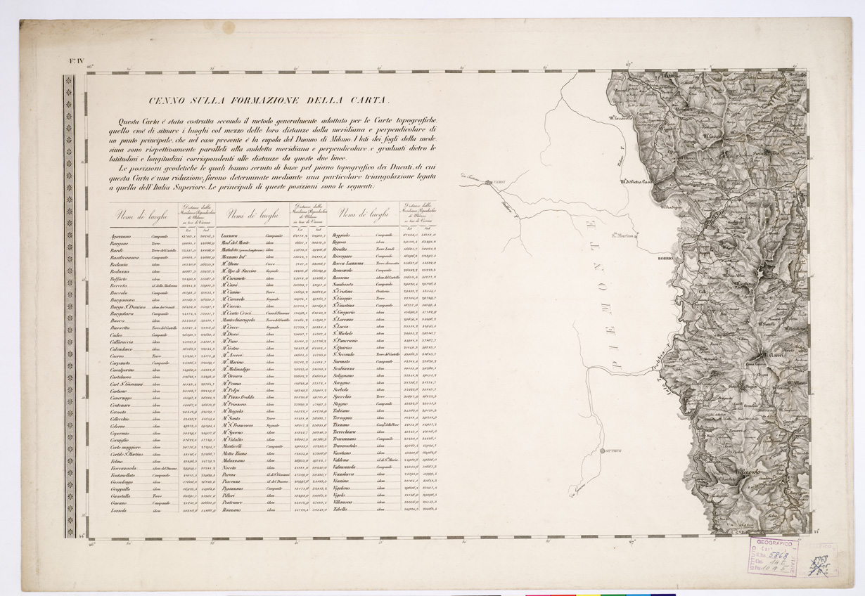 (N:6453) CARTA TOPOGRAFICA DEI DUCATI DI PARMA, PIACENZA E GUASTALLA... - Foglio IV (B0002208) Carte e stampe antiche: riproduzione a colori su carta (formato A1)
