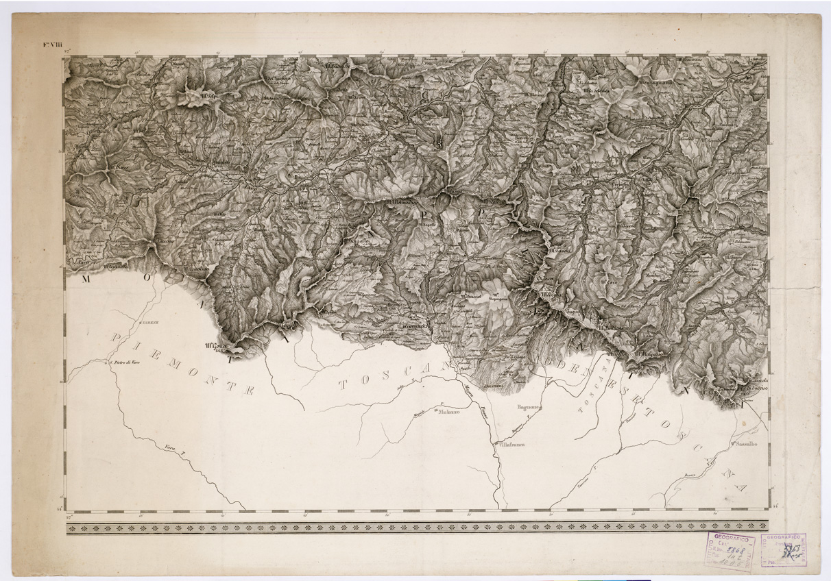 (N:6458) CARTA TOPOGRAFICA DEI DUCATI DI PARMA, PIACENZA E GUASTALLA... - Foglio VIII (B0002211) Carte e stampe antiche: riproduzione a colori su carta (formato A1)