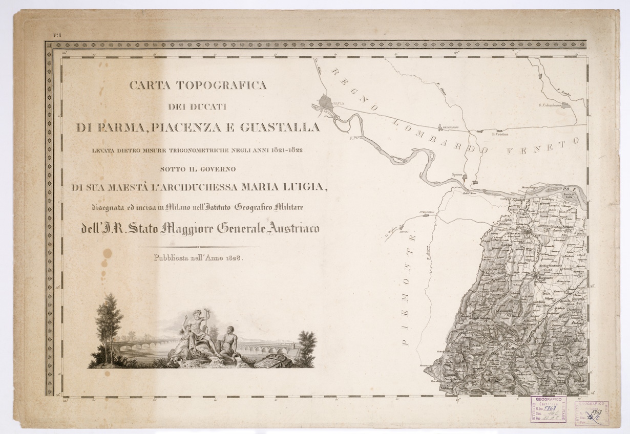 (N:6450) CARTA TOPOGRAFICA DEI DUCATI DI PARMA, PIACENZA E GUASTALLA... - Foglio I (B0002214) Carte e stampe antiche: riproduzione a colori su carta (formato A1)