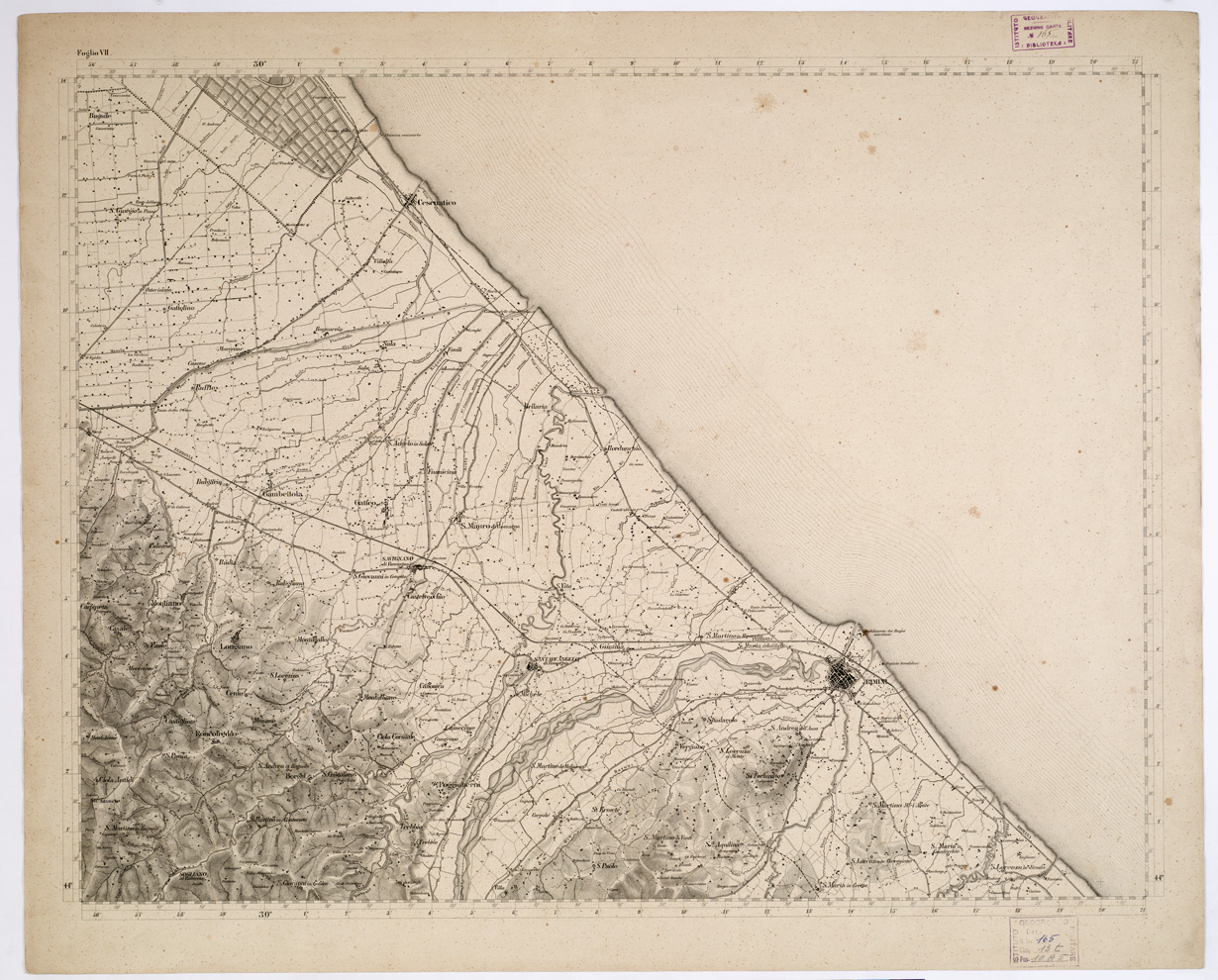(N:7788) CARTA TOPOGRAFICA DELLA PROVINCIA DI FORLI'... - Foglio VII (B0002227) Carte e stampe antiche: riproduzione a colori su carta (formato A1)