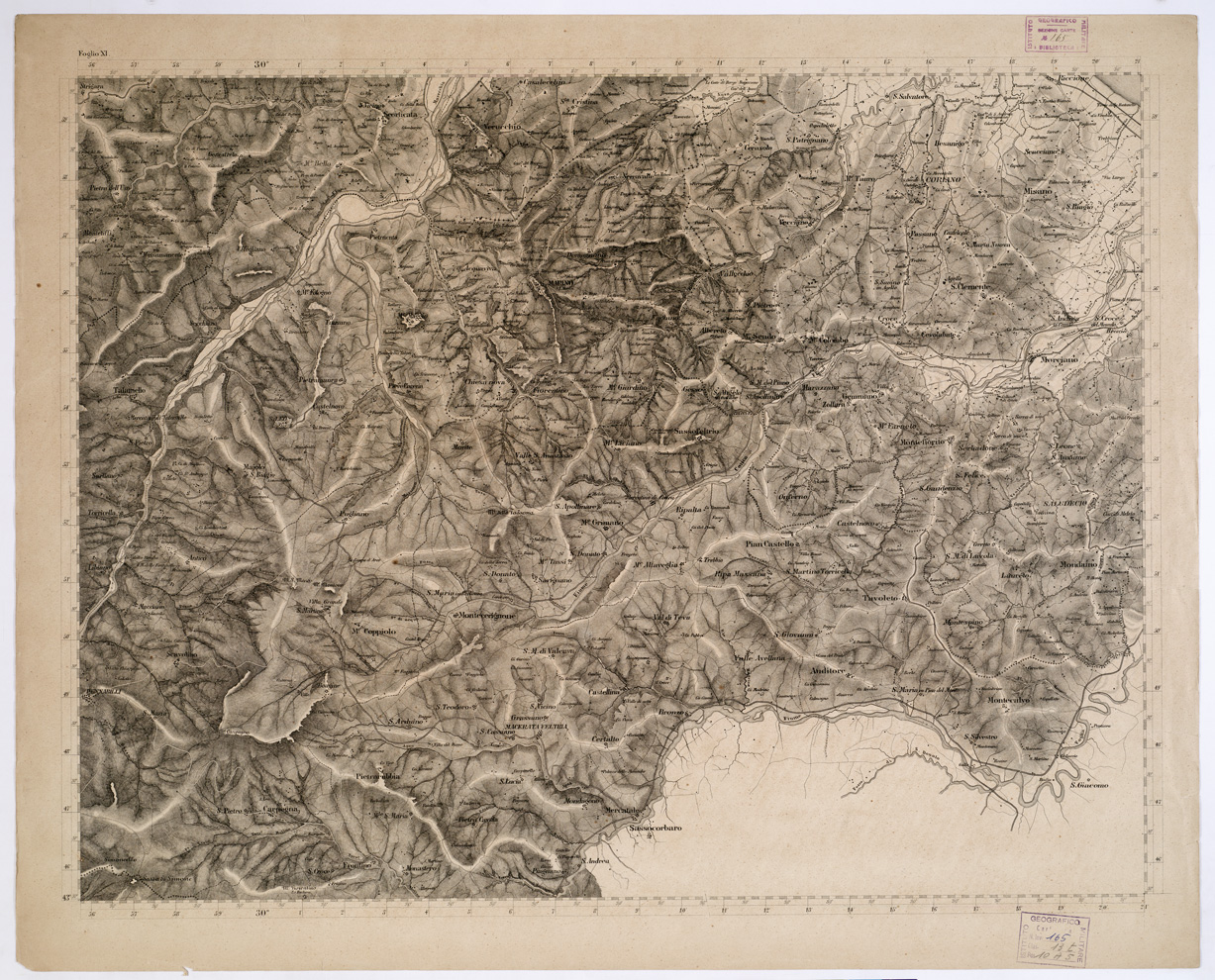 (N:7791) CARTA TOPOGRAFICA DELLA PROVINCIA DI FORLI'... - Foglio XI (B0002229) Carte e stampe antiche: riproduzione a colori su carta (formato A1)