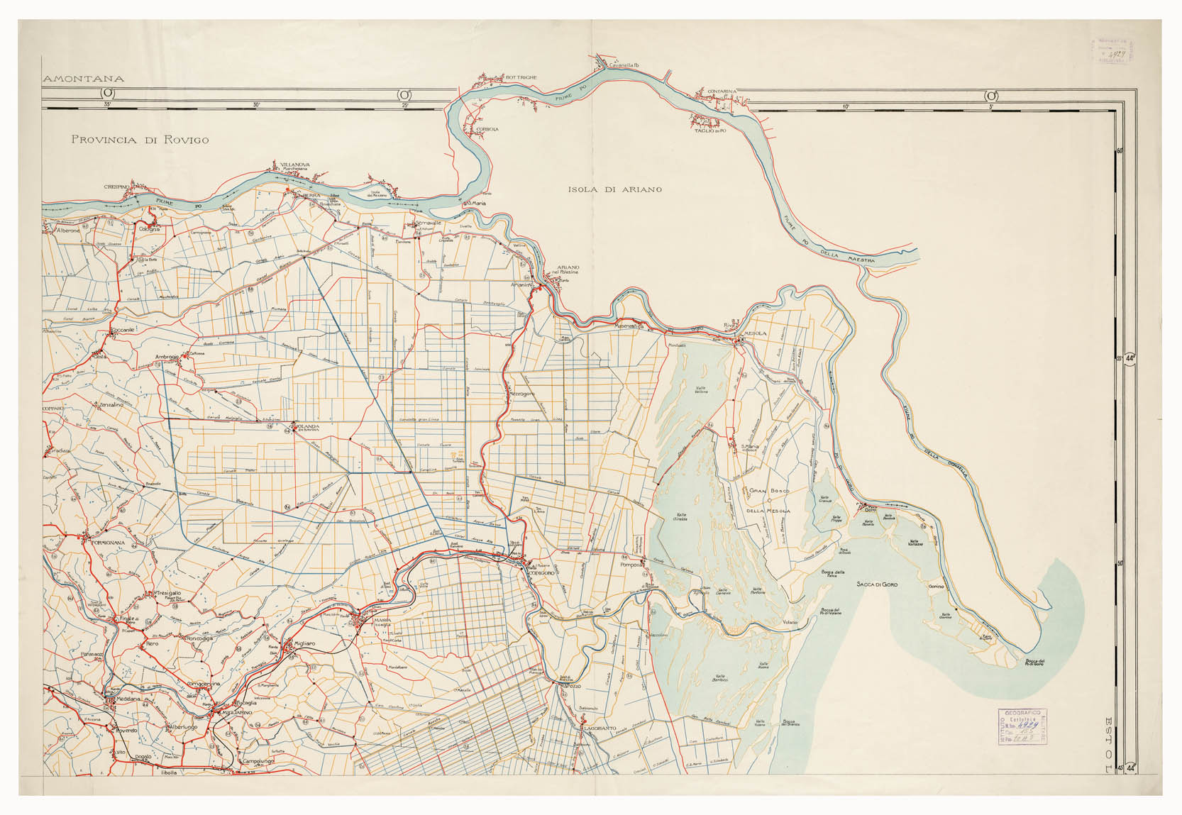 (N:14333) PROVINCIA DI FERRARA - Foglio 4 (B0002247) Carte e stampe antiche: riproduzione a colori su carta (formato A1)