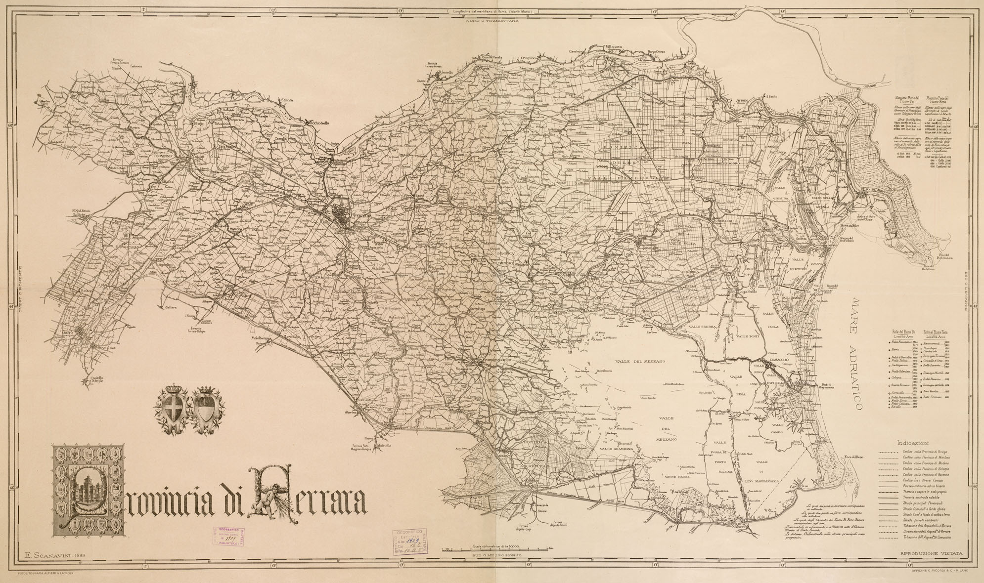 (N:3496) PROVINCIA DI FERRARA (B0002250) Carte e stampe antiche: riproduzione a colori su carta (formato A1)