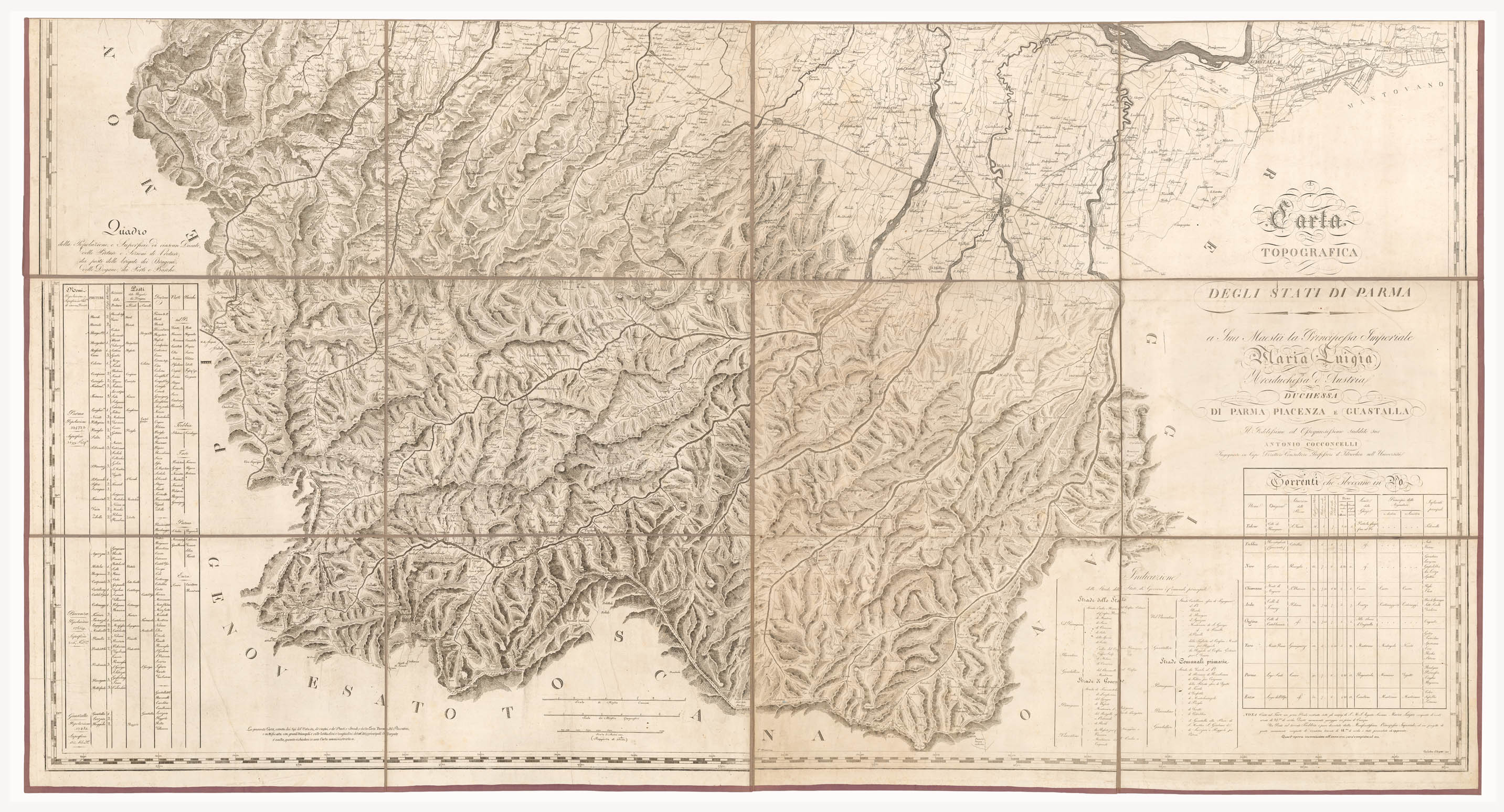 (N:6177) CARTA TOPOGRAFICA DEGLI STATI DI PARMA. A SUA MAESTA' LA PRINCIPESSA IMPERIALE MARIA LUIGIA ARCIDUCHESSA D'AUSTRIA, DUCHESSA DI PARMA, PIACENZA E GUASTALLA (B2276-77, B0002276, B0002277) Carte e stampe antiche: riproduzione a colori su carta (formato A1)