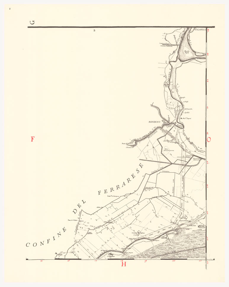 (N:8237) CARTA TOPOGRAFICA DI TUTTA LA PIANURA BOLOGNESE - Tavola 2 (B0002287) Carte e stampe antiche: riproduzione a colori su carta (formato A1)