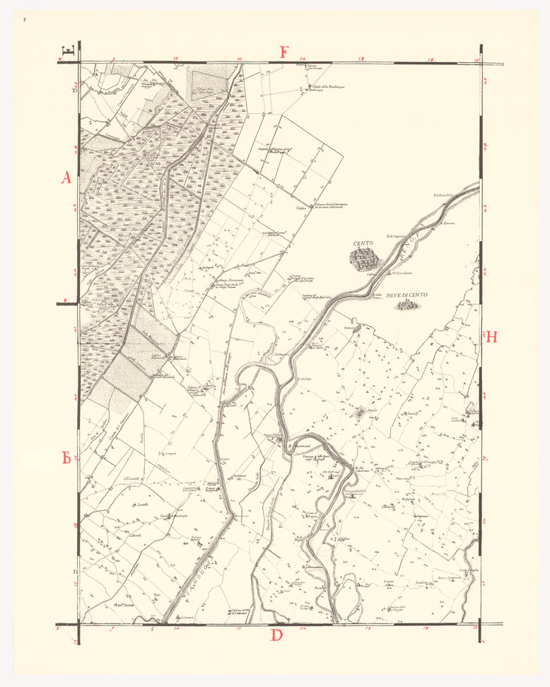 (N:8226) CARTA TOPOGRAFICA DI TUTTA LA PIANURA BOLOGNESE - Tavola 7 (B0002292) Carte e stampe antiche: riproduzione a colori su carta (formato A1)