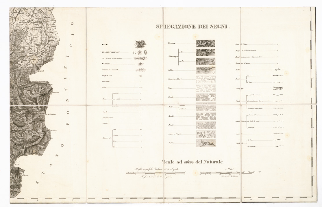 (N:6535) CARTA TOPOGRAFICA DEL DUCATO DI MODENA... - Foglio VI E - Spiegazione dei segni (B0002311) Carte e stampe antiche: riproduzione a colori su carta (formato A1)