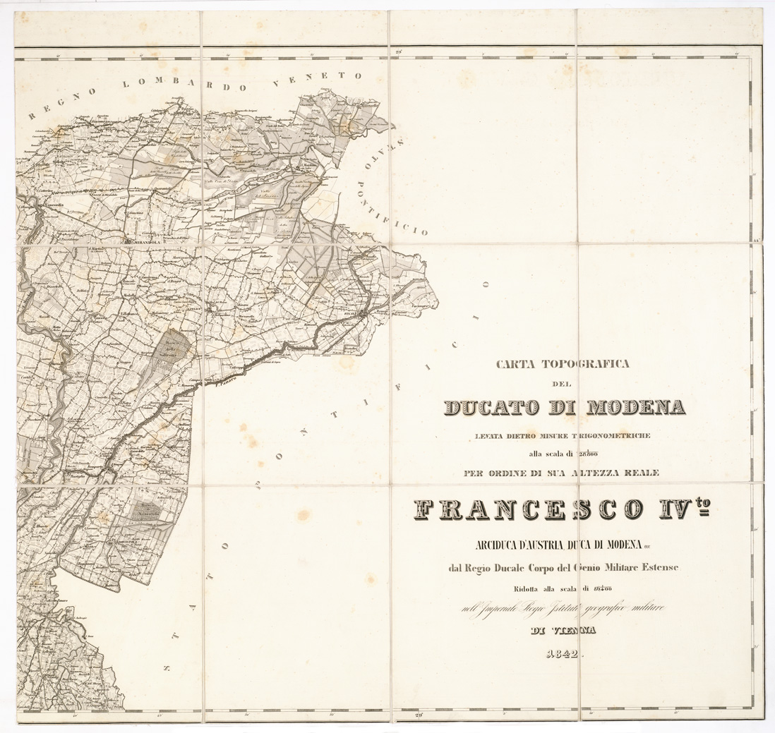 (N:6531) CARTA TOPOGRAFICA DEL DUCATO DI MODENA... - Foglio I e III A - Titolo (B0002312) Carte e stampe antiche: riproduzione a colori su carta (formato A1)