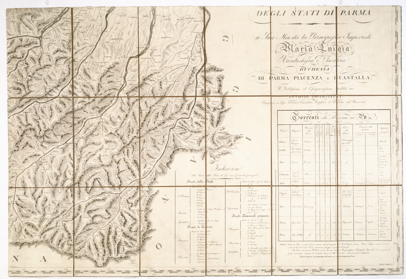 (N:6176) CARTA TOPOGRAFICA DEGLI STATI DI PARMA. A SUA MAESTA' LA PRINCIPESSA IMPERIALE MARIA LUIGIA ARCIDUCHESSA D'AUSTRIA, DUCHESSA DI PARMA, PIACENZA E GUASTALLA - Foglio 4 (B0002371) Carte e stampe antiche: riproduzione a colori su carta (formato A1)