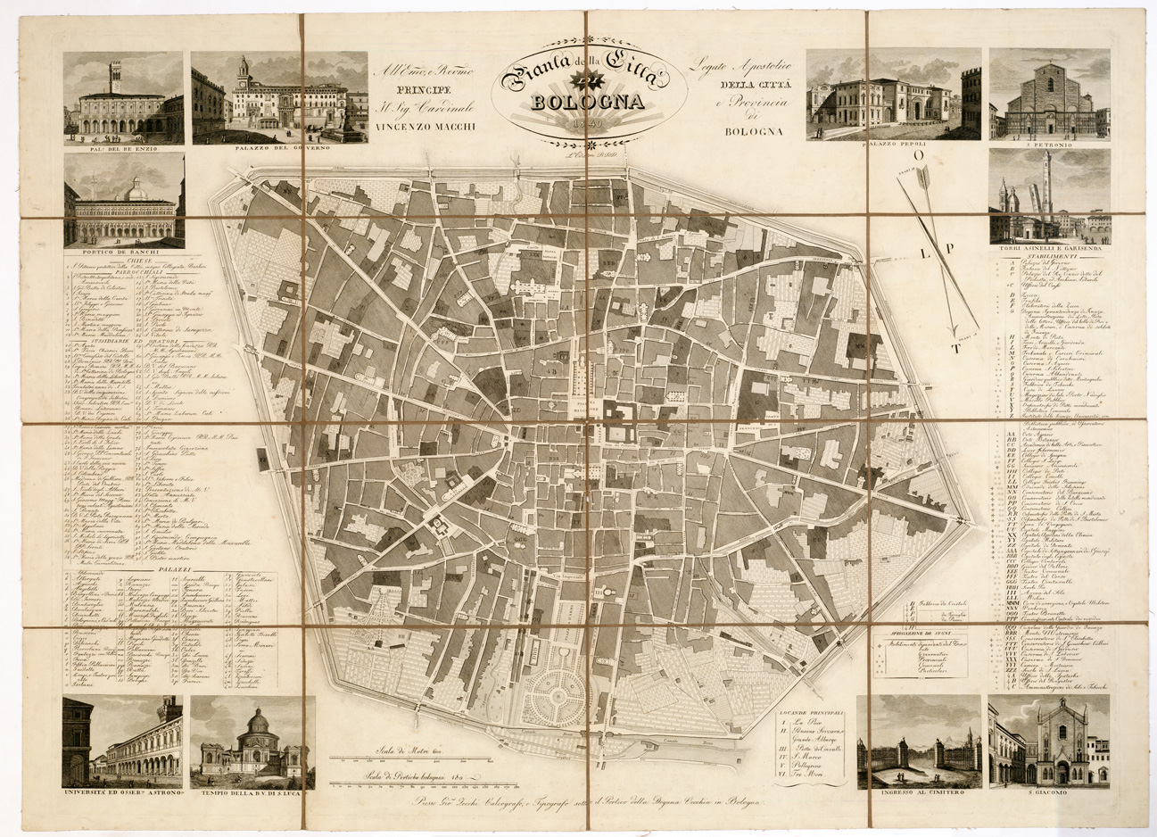 (N:13583) PIANTA DELLA CITTA' DI BOLOGNA (B0002377) Carte e stampe antiche: riproduzione a colori su carta (formato A1)