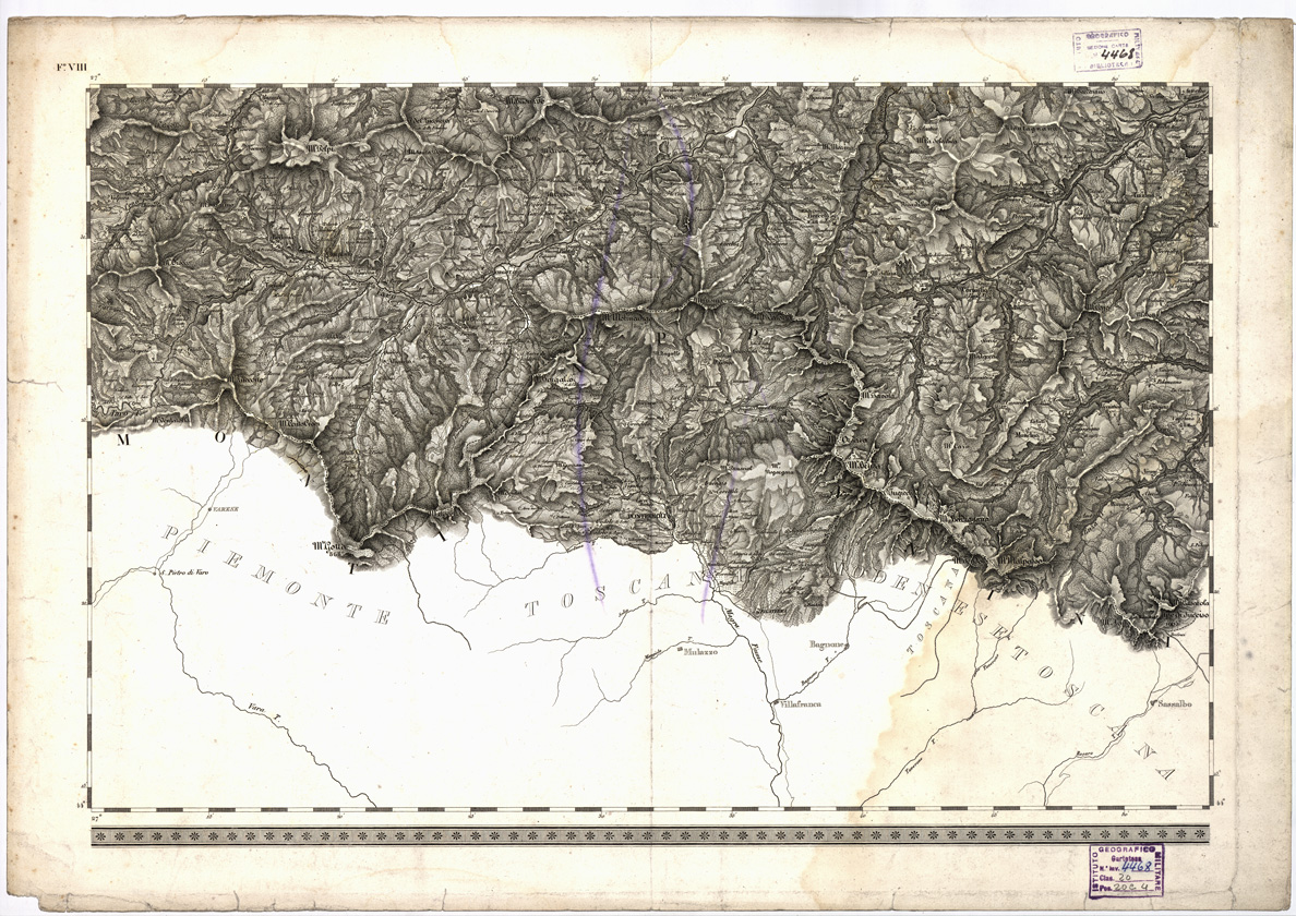 (N:6449) CARTA TOPOGRAFICA DEI DUCATI DI PARMA, PIACENZA E GUASTALLA... - Foglio VIII (B0002409) Carte e stampe antiche: riproduzione a colori su carta (formato A1)