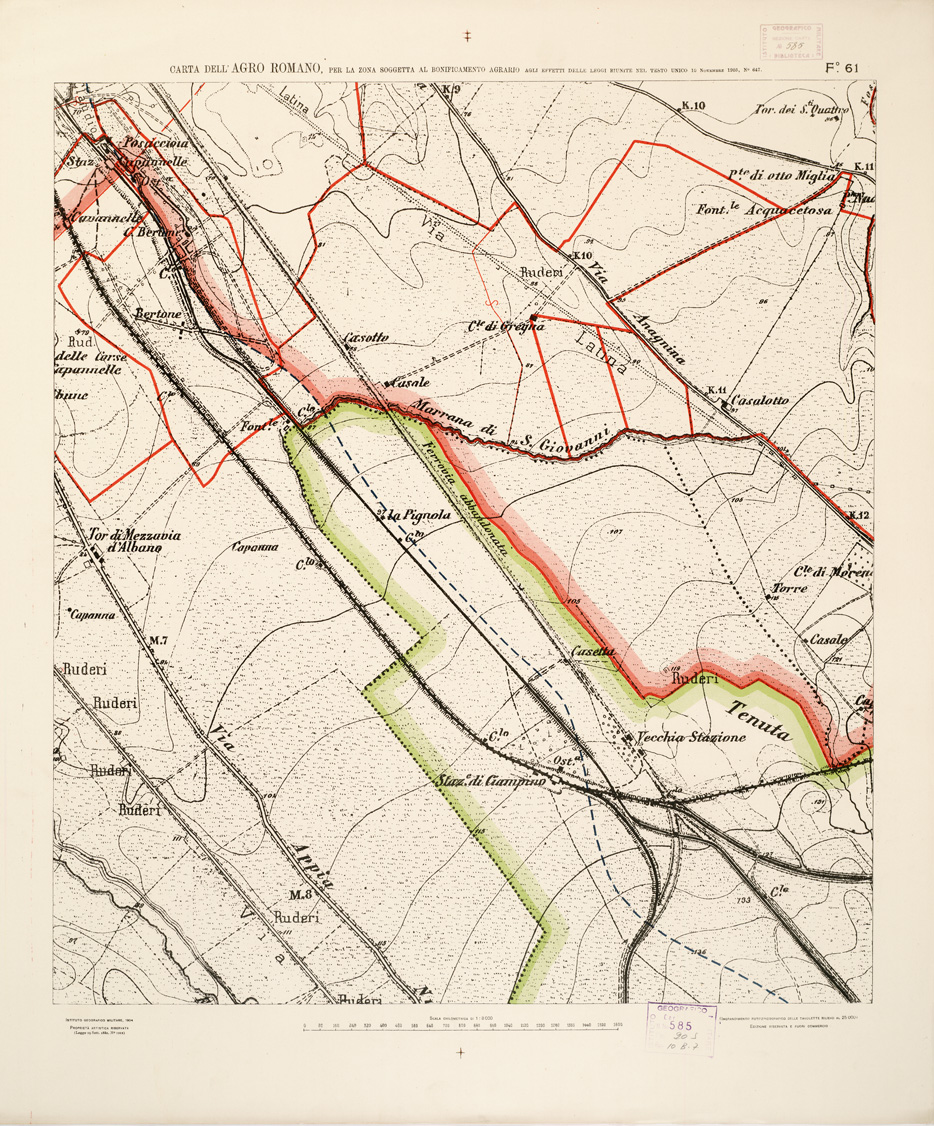 (N:2574) CARTA DELL'AGRO ROMANO... - Foglio 61 (B0002515) Carte e stampe antiche: riproduzione a colori su carta (formato A1)