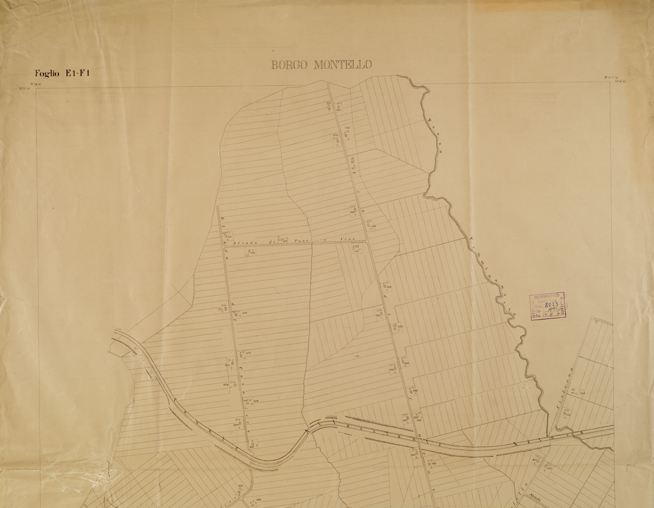 (N:15253) RILIEVO DELLA ZONA DI LITTORIA COL METODO NISTRI - Foglio E1-F1 - Borgo Montello (B0002573, B0002574, B2573-74) Carte e stampe antiche: riproduzione a colori su carta (formato A1)