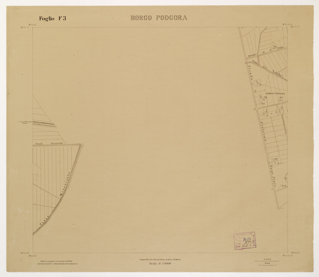(N:15258) RILIEVO DELLA ZONA DI LITTORIA COL METODO NISTRI - Foglio F3 - Borgo Podgora (B0002578) Carte e stampe antiche: riproduzione a colori su carta (formato A1)