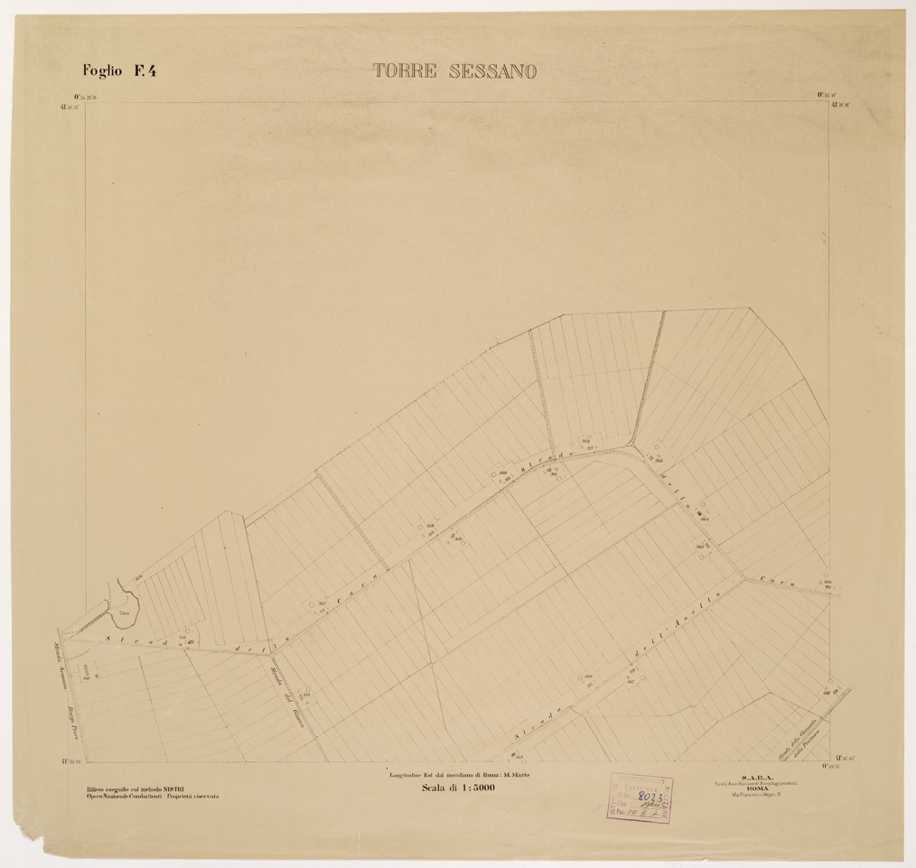 (N:15259) RILIEVO DELLA ZONA DI LITTORIA COL METODO NISTRI - Foglio F4 - Torre Sessano (B0002579) Carte e stampe antiche: riproduzione a colori su carta (formato A1)