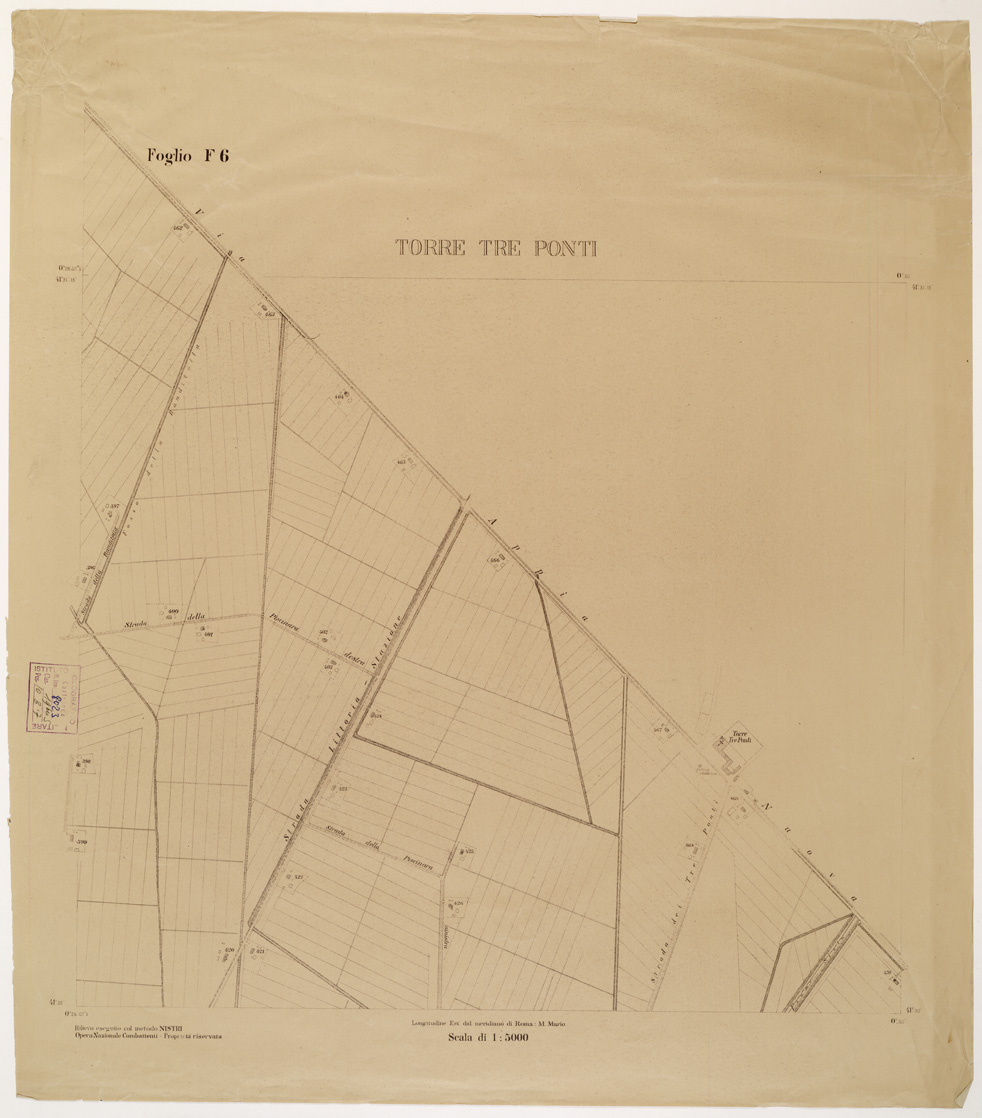 (N:15263) RILIEVO DELLA ZONA DI LITTORIA COL METODO NISTRI - Foglio F6 - Torre Tre Ponti (B0002583) Carte e stampe antiche: riproduzione a colori su carta (formato A1)