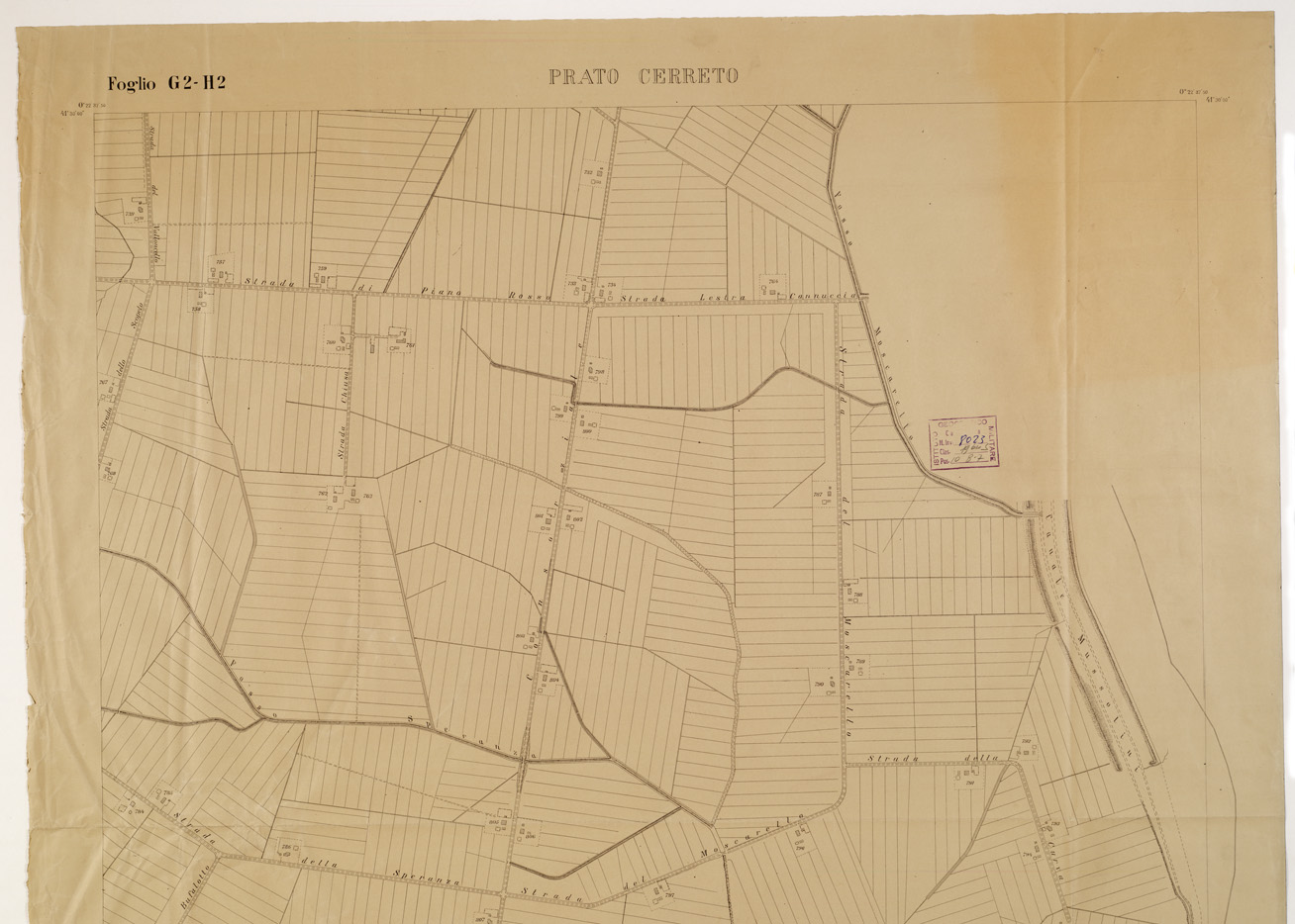 (N:15266) RILIEVO DELLA ZONA DI LITTORIA COL METODO NISTRI - Foglio G2-H2 - Prato Cerreto (B0002586, B0002587, B2586-87) Carte e stampe antiche: riproduzione a colori su carta (formato A1)