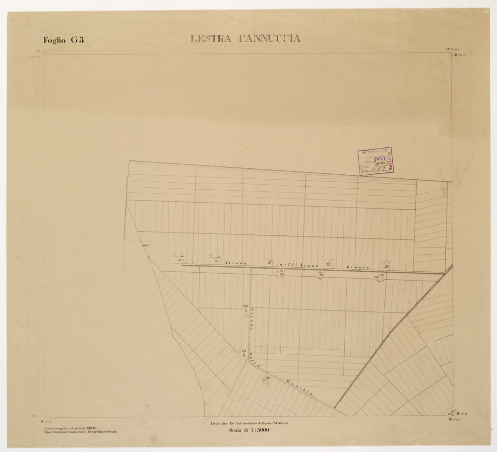 (N:15268) RILIEVO DELLA ZONA DI LITTORIA COL METODO NISTRI - Foglio G3 - Lestra Cannuccia (B0002588) Carte e stampe antiche: riproduzione a colori su carta (formato A1)
