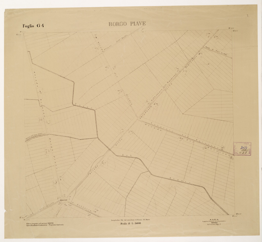 (N:15269) RILIEVO DELLA ZONA DI LITTORIA COL METODO NISTRI - Foglio G4 - Borgo Piave (B0002589) Carte e stampe antiche: riproduzione a colori su carta (formato A1)