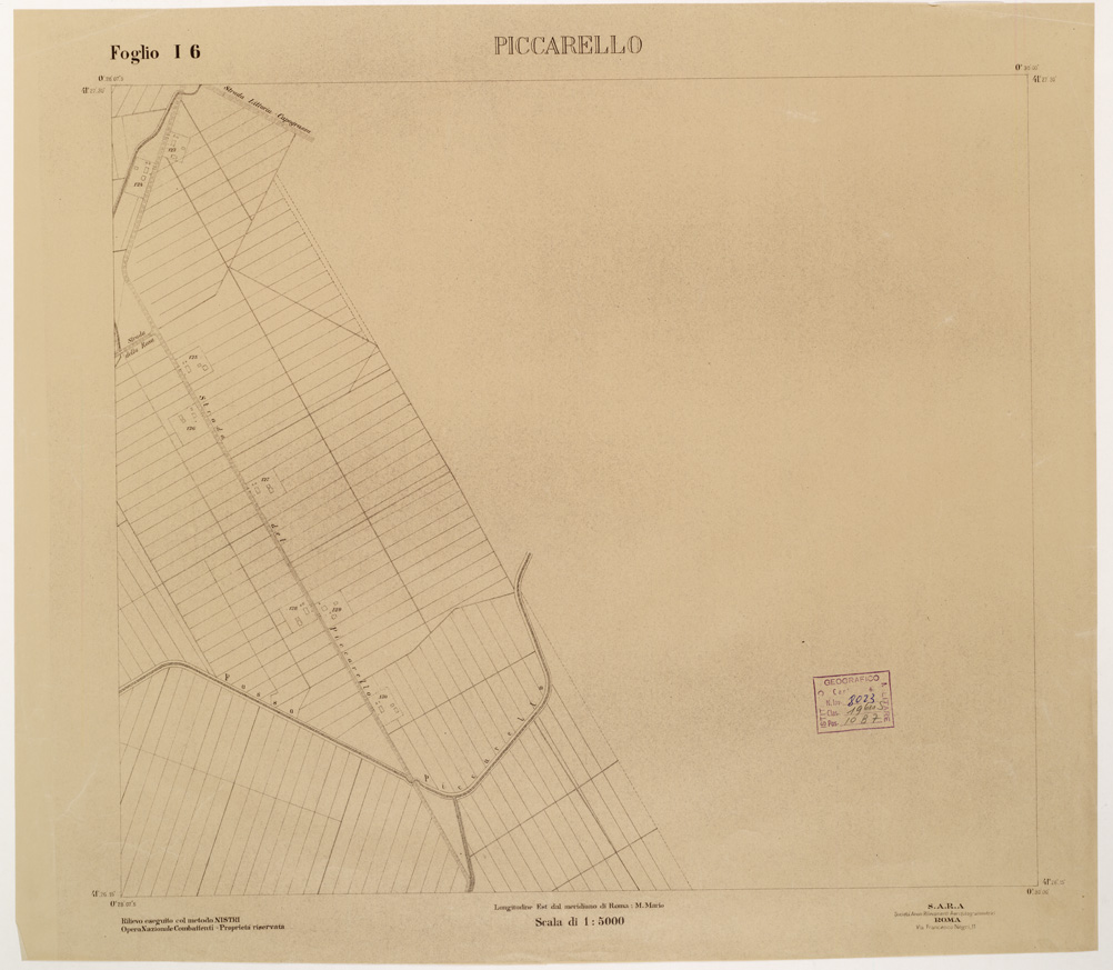 (N:15286) RILIEVO DELLA ZONA DI LITTORIA COL METODO NISTRI - Foglio I6 - Piccarello (B0002601) Carte e stampe antiche: riproduzione a colori su carta (formato A1)